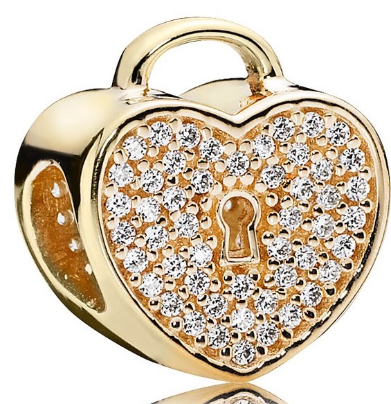 PANDORA Heart Lock Charm - Clear CZ 