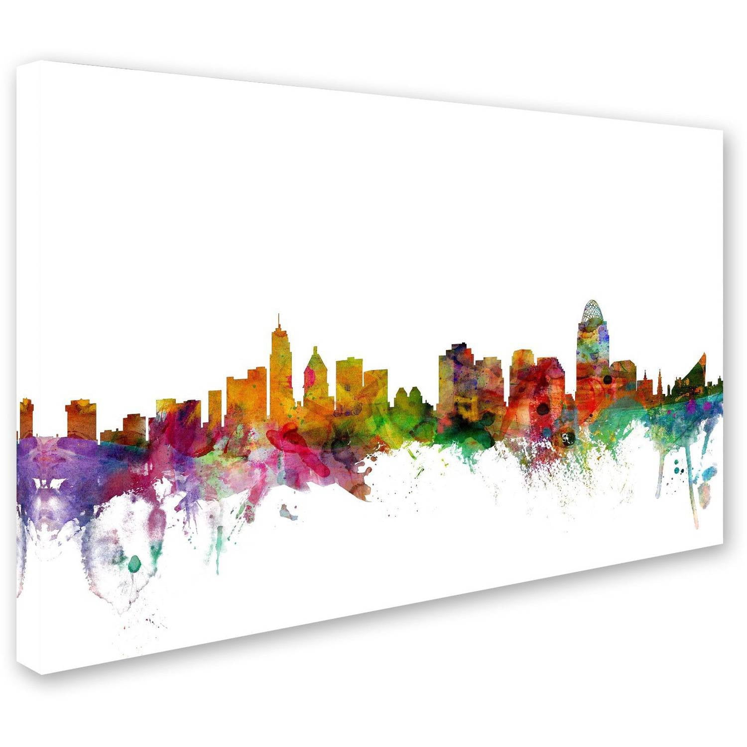 Trademark Fine Art "Cincinnati Ohio Skyline" Canvas Art by Michael Tompsett