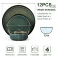 thumbnail image 3 of Vesteel Dinnerware Sets for 4, 12-Piece Stoneware Dish and Bowls Set, Handmade Reactive Glaze Coupe Plates Set for Family, Chip & Scratch Resistant - Sage Green, 3 of 8