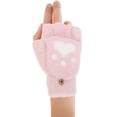 thumbnail image 2 of 1 par de guantes de felpa para niños, guantes cálidos de medio dedo, protectores de manos para exteriores (rosa), 2 of 7