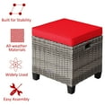 thumbnail image 5 of Costway 2PCS Patio Rattan Cushioned Ottoman Seat  Foot Rest Table Red, 5 of 10