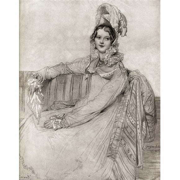Posterazzi DPI1857511LARGE Drawing by The French Painter Ingres. Reproduction of A Heliograph by Snchez Gerona Poster Print, Large - 26 x 34