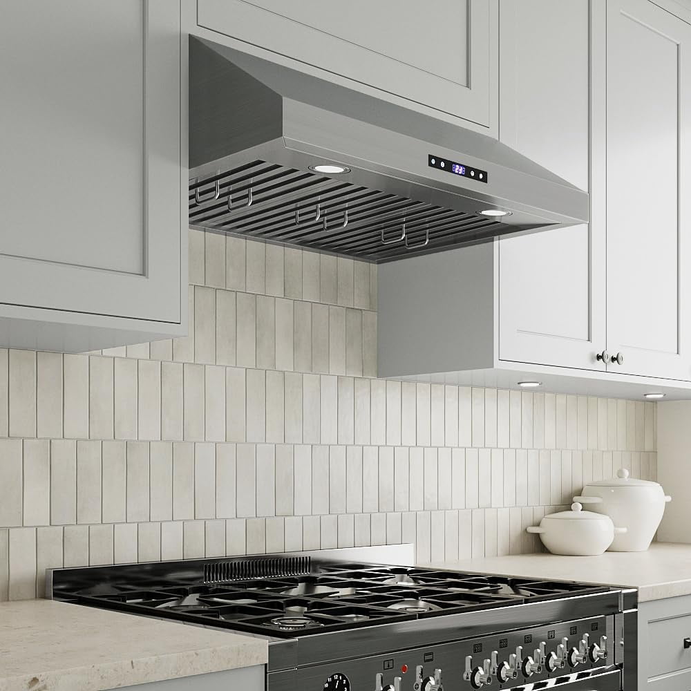 Streamline 30 in. Lozza Convertible Undermount 406 CFM Range Hood in Brushed Stainless Steel with Baffle Filters, Touchpad Control, LED Lights