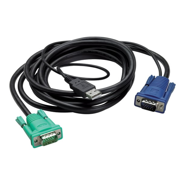 APC - Clavier / Vidéo / Souris (KVM) Câble - USB, HD-15 (VGA) (M) à HD-15 (VGA) (M) - 12 ft - Noir - pour P/N: AP5201, AP5202, AP5808, AP5816, KVM1116R