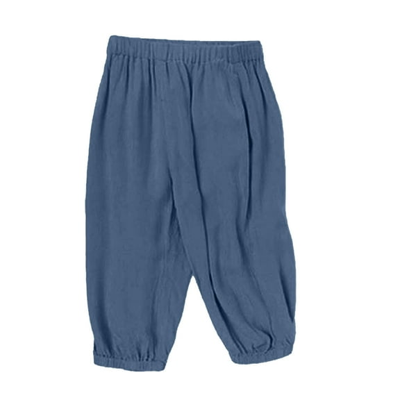 REDARER Toddler Boys & Girls' Crinkle Harem Pants, Elastic Waist & Ankles Loose Fit Casual Summer Play Pants,3-4 Years