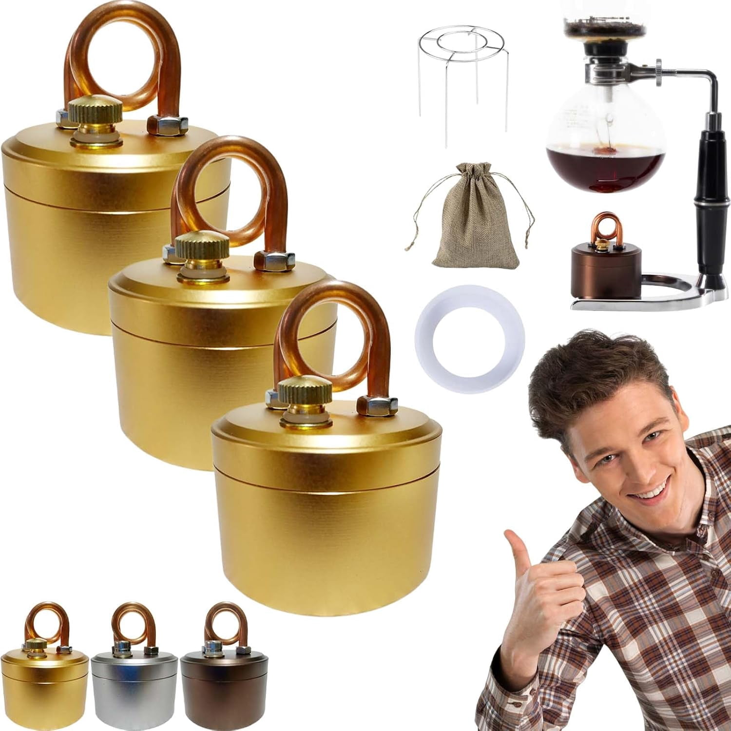 High-Power Portable Mini Outdoor Spirit Burner & Alcohol Stove, Lightweight Mini Alcohol Camping Stove With Stable Stand For Backpacking Hiking Brewing Tea Coffee Picnic (1, Gold)