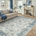 thumbnail image 5 of BERTHMEER 9'x12' Large Area Rugs for Living Room Washable Bedroom Rugs Distressed Vintage Oriental Traditional Print Low Pile Blue Rugs for Dining Room Farmhouse Nonsilp Carpet, Blue, 5 of 6