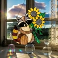 thumbnail image 4 of Raccoon Sunflower Acrylic Suncatcher, Cute Faux Stained Glass Raccoon Decor, Raccoon Window Hanging, Woodland Garden Ornament Gift, 4 of 4