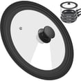 thumbnail image 1 of Universal Lid for Pots, Pans and Skillets, Tempered Glass Lid with Heat Resistant Silicone Rim Fits 10'', 11'', 12'' Diameter Cookware, Replacement Lid for Frying Pan & Cast Iron Skillet, 1 of 7