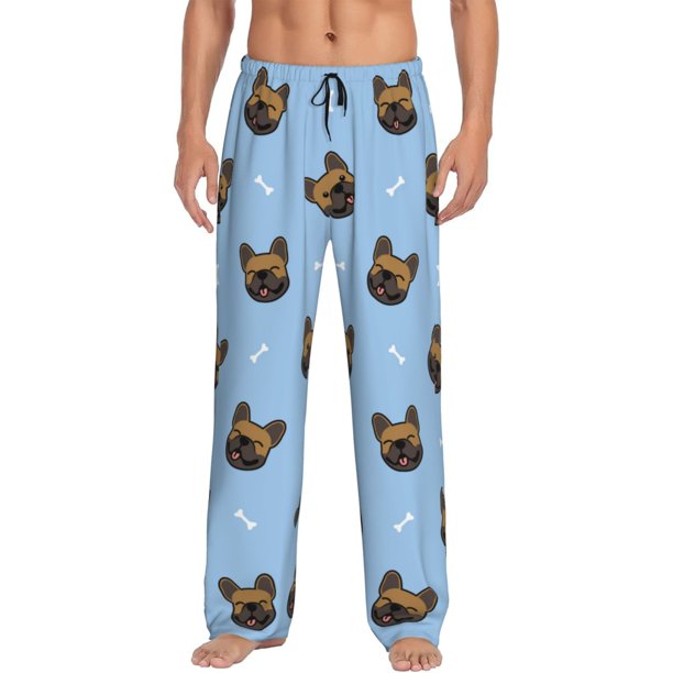 Fotbe french Bulldog Face Pantalones de Pijama para Hombre, Pantalones de Dormir, Pantalones de Casa con Cintura Ajustable y Bolsillos-X-Large