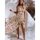 thumbnail image 2 of Vestido largo de fiesta fluido con estampado floral dividido con botones para mujer Multicolor WD.WDQZL Ropa, 2 of 4