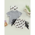 thumbnail image 5 of Western Toddler Baby Girl Clothes Letter Short Sleeve T-Shirt Top + Tassel Shorts Outfits + Headband 3Pcs Set, 5 of 10
