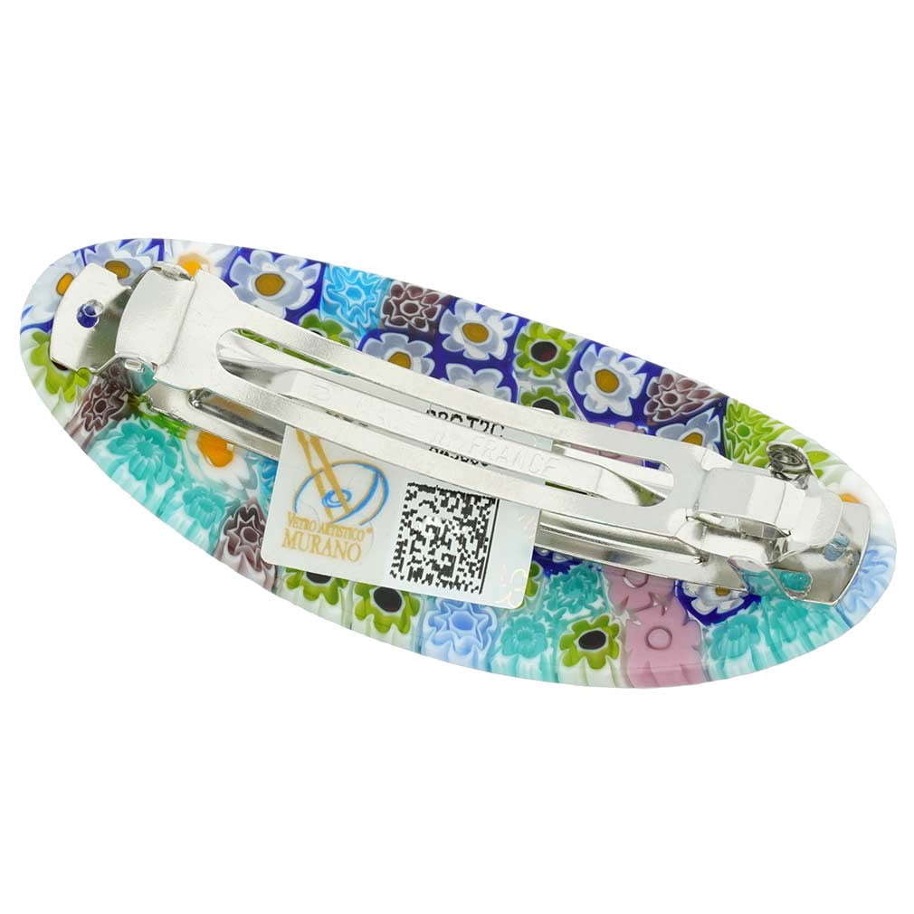 GlassOfVenice Murano Glass Millefiori Oval Hair Clip - Pastels