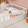 thumbnail image 5 of Wood Floor Bed with Fence and Door for Kids, Full, White, 5 of 16