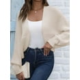 thumbnail image 6 of Cardigan Sweaters for Women Open Front Cropped Cardigan Sweater Long Sleeve Knit Bat Sweaters Shrug Top Color M, 6 of 10