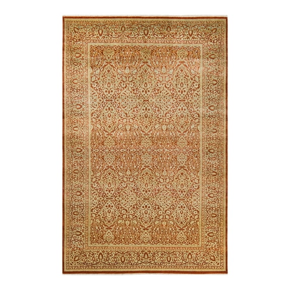 Hand-Knotted Wool Oriental Traditional Orange Area Rug 6' 2" x 9' 7"