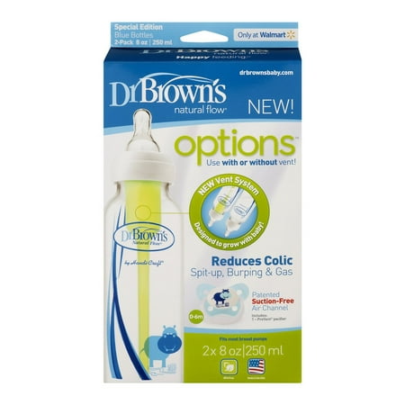Special Order Bottles - Dr Brown's Special Edition Natural Flow Options 8 oz Blue Bottle