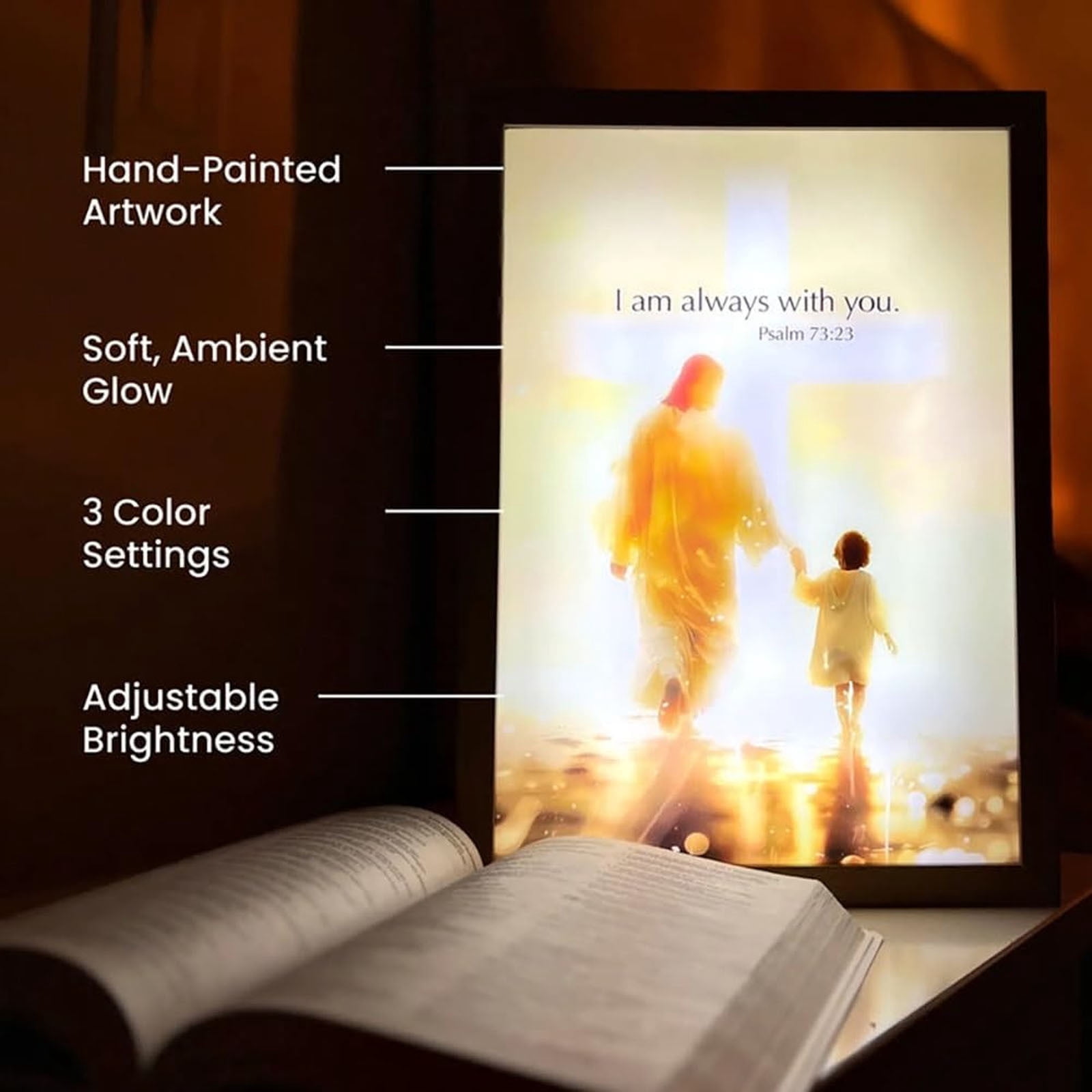 WXLCISI 4D LED Religious Night Light - Illuminated Painting with Inspirational Message for Bedroom Decor
