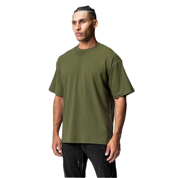 Bibifish Mens T-Shirts Solid Color Loose Side Split Tee Tops Crew Neck Sporty Daily Tees