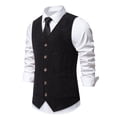 thumbnail image 5 of RYDCOT Men's Corduroy Dress Vest V-Neck Vintage Western Cowboy Waistcoat Sleeveless Jacket Slim Fit Casual Business Single-Breasted Suit Vests with Muti Pocket Black, 5 of 9
