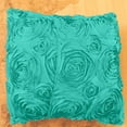 thumbnail image 2 of Satin Rosette Decorative Throw Pillow/Sham Cushion Cover Aqua, 2 of 3