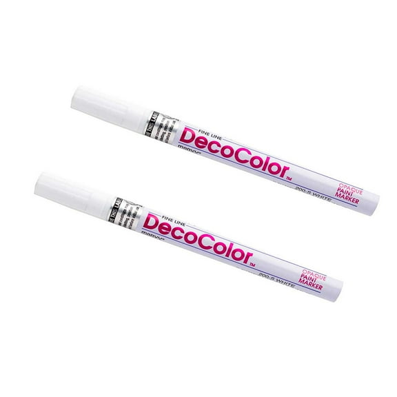 Marvy Uchida Fine Line Opaque Paint Markers, White, 2/Pack