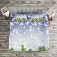thumbnail image 3 of Ambesonne Christmas Quilted Bedspread Set 3 Pcs, Bokeh Snowflakes, King Size, Multicolor, 3 of 3
