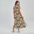 thumbnail image 2 of Pilot Pug Pattern Printed Short Sleeve Maxi Dress, Dog Pet Lover Fashion Summer Maxi Dress For Women, 2 of 4