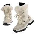 thumbnail image 3 of Gyexs Womens Winter Snow Boots Waterproof Shoes Walking Comfortable Hiking Tennis Booties Furry Mid Calf Warm Lightweight Sports Shoes, Beige, Size 6.5, 3 of 8