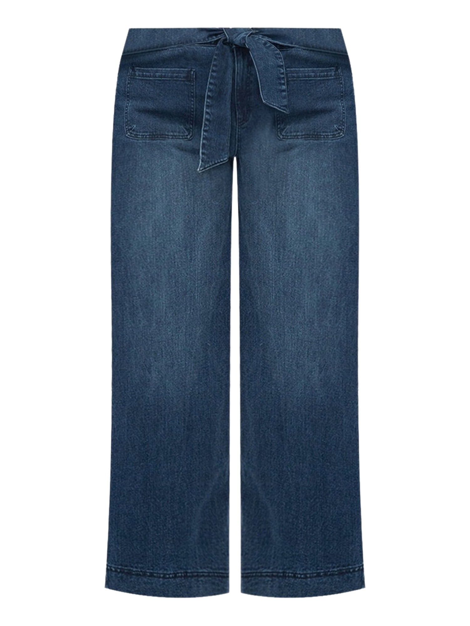ELOQUII Elements Women's Plus Size Wide Leg Jeans with Waist Ties
