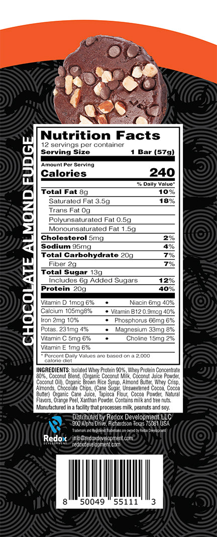 Sport Pux Protein Bar, Chocolate Almond Fudge, 20G Whey Protein, 13G Sugar, 4Count