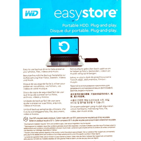WD - Easystore 6TB External USB 3.0 Portable Hard Drive - Black