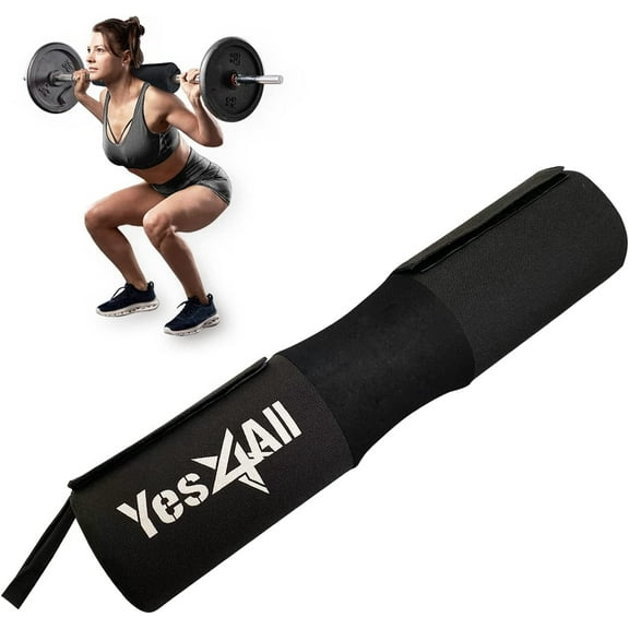 Yes4All Ergonomic Barbell Pad for Hip Thrust / Squat Pad, Fits 1-2in Barbells - Black