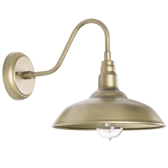 Luminaria GOALPLUS de 25 cm, cuello de cisne, latón, estilo granero