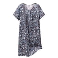 thumbnail image 1 of Chemise de Nuit pour Femmes, Manches Courtes à Col Rond Imprimé, Robe d'Allaitement, Rayonne Spandex Douce, Robe de Détente Longueur Genou, 1 of 5