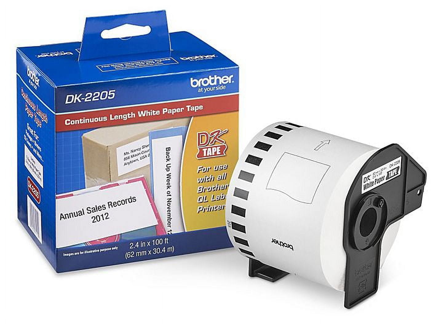 Brother Genuine DK-2205 Continuous Paper Label Roll, Cut-to-Length Label, 2.4 Inches x 100 Feet, 6 Rolls (For Use With All QL Label Printers)