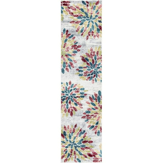 Unique Loom Tapis de Zone Florale Summer en Détresse 2' 7 x 10' Runner Multi/gris