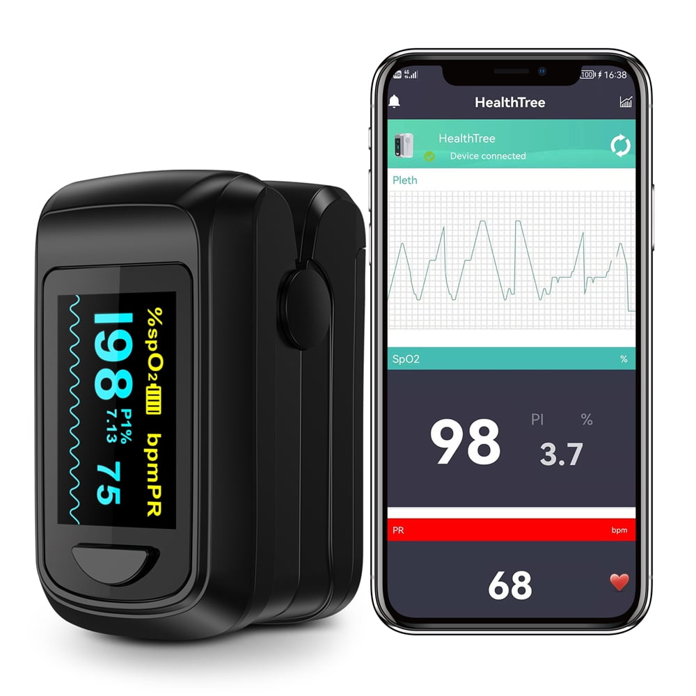 HealthTree Fingertip Pulse Oximeter Bluetooth, Oxygen Level Pulse Rate