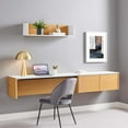 thumbnail image 2 of Wall Mount Computer Work Desk Bookshelf Cabinet, White Natural, Melamine Wood , Home Office Business, Modern Contemporary HB34690, 2 of 8