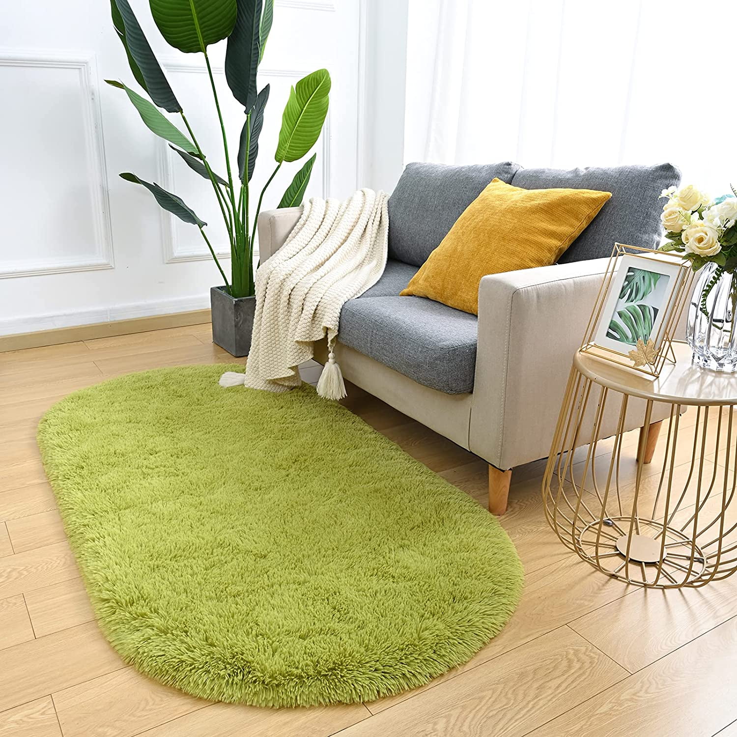 Arogan Ultra Soft Fluffy Bedroom Rugs For Kids,2.6'x5.3',Green
