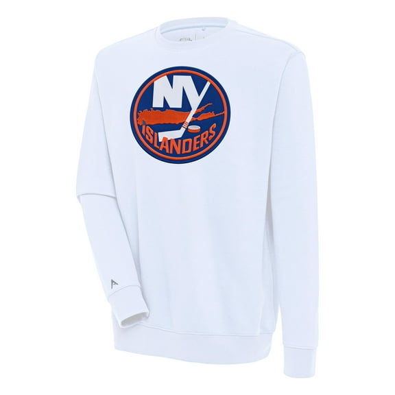 Men's Antigua White New York Islanders Victory Pullover Sweatshirt
