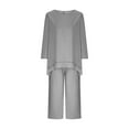 thumbnail image 4 of Ashirexll Outfits for Women, Two Piece Sets for Women, 2 Piece OutCasual Round Neck Long Sleeve Solid Color Top and Loose Wide Leg Pants, 4 of 6