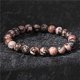 thumbnail image 3 of 8mm Natural Stone Bracelet Set Men Women Pink Rhodonite Quartz Black Onyx Stackable Wrist Beads Mala Charm Bracelet 3PCS (White), 3 of 3