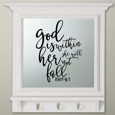 Decal ~ Scripture: God is within her she will not fall: Psalm 46:5 ~ Wall Decal 13" x 17" Blk