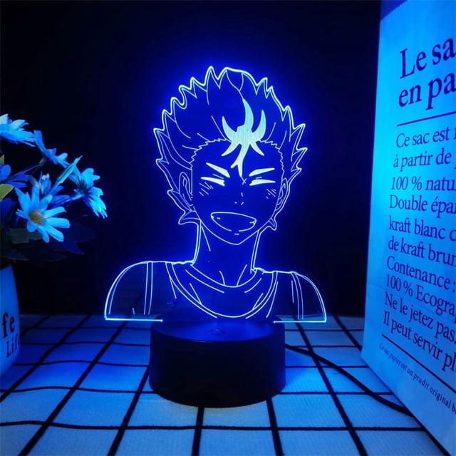 Luz nocturna LED 3D Haikyuus Yu Nishinoya que cambia de color