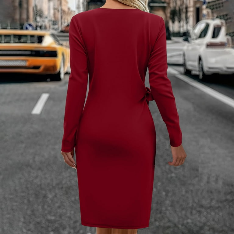 Blczomt Long Sleeve Winter Dresses for Women Dressy Casual Party