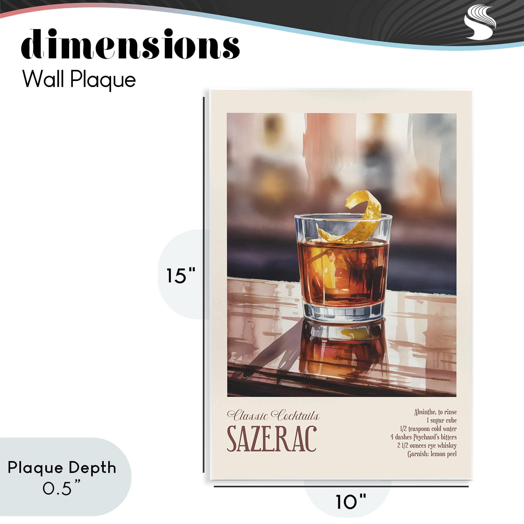 Stupell Industries Sazerac on Reflective Surface Wall Plaque Art, design by Andreas Magnusson