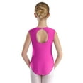thumbnail image 4 of YiZYiF Kids Girls Glittery Rhinestone Gymnastics Leotard Keyhole Back Mesh Sleeveless Dance Bodysuit Hot Pink 16, 4 of 7