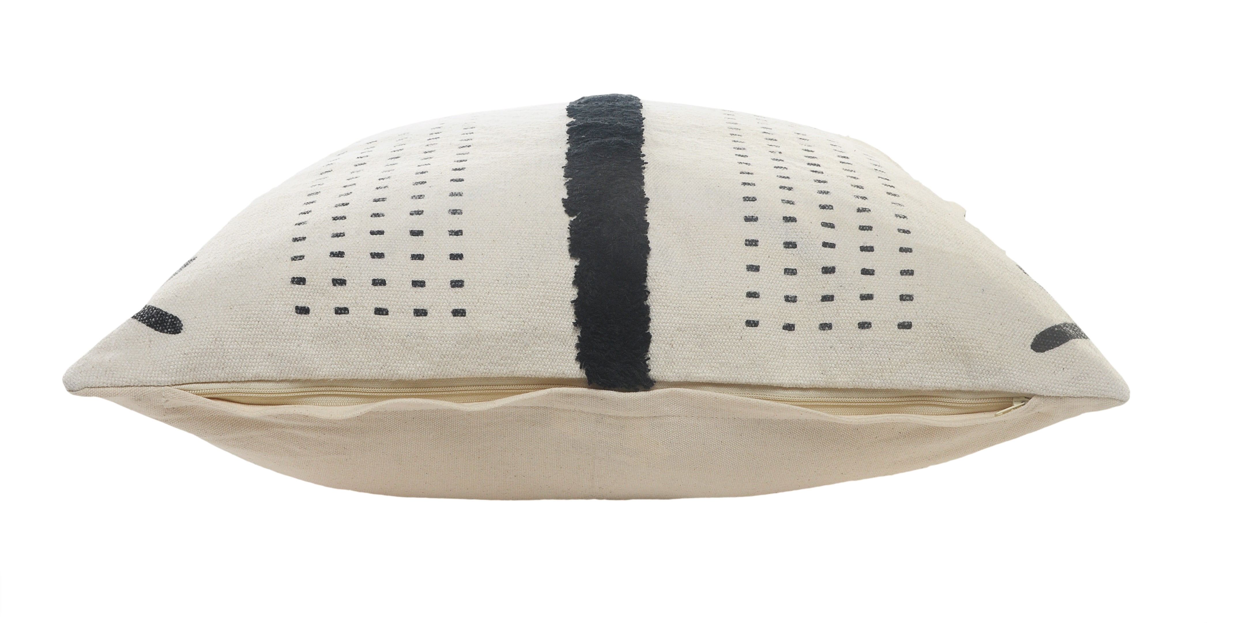 LR Home Alison Tribal Contemporary Cotton Throw Pillows, Natural/Black, 20" x 20", Set of 2