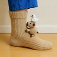 thumbnail image 2 of 3D Knit Bear Socks for Unisex, Cozy Cute Hand Crochet Knit Sock, Funny Animal Socks, Winter Warm Floor Sock, 2 of 6